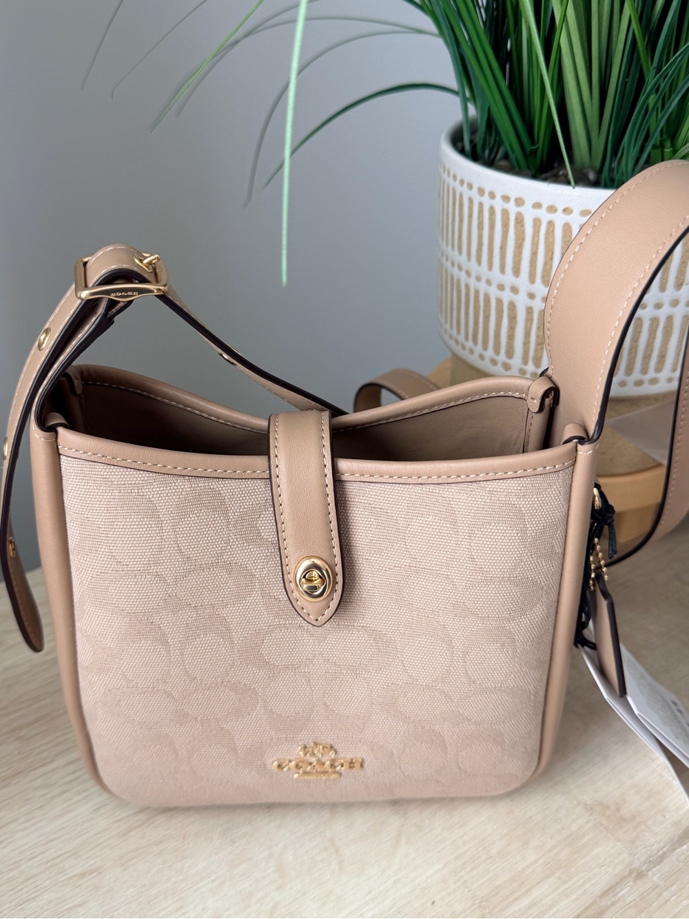 COACH  (AUTHENTIC) NEW Hadley Mini Crossbody Bag With Signature Canvas